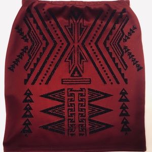 Aztec Beaded Burgundy Skirt